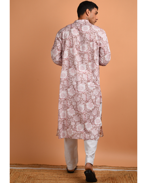 Light brown hand block printed kurta 2