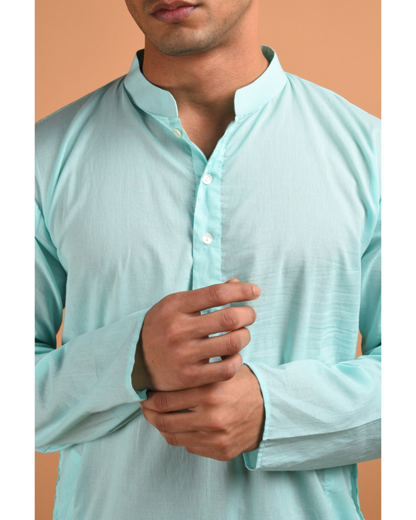 Ice blue cotton kurta 1