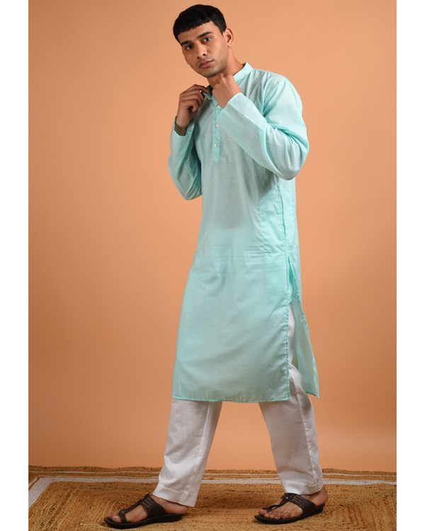 Ice blue cotton kurta 3