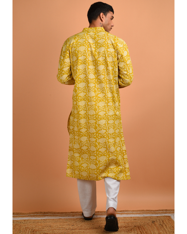 Corn yellow hand block printed kurta 2