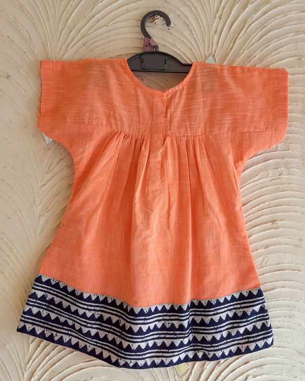 Orange and black batik printed dress 1
