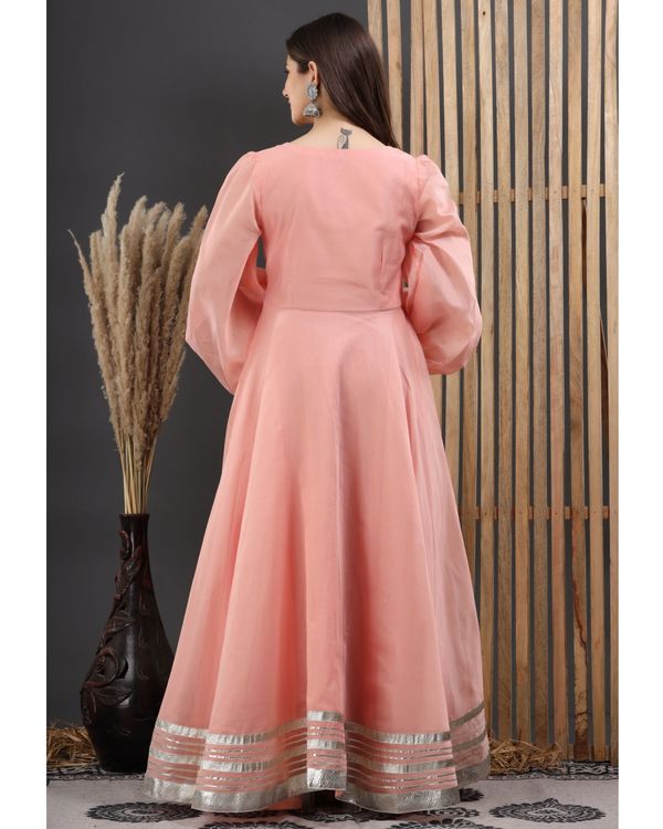 Peach leheriya anarkali dress 1