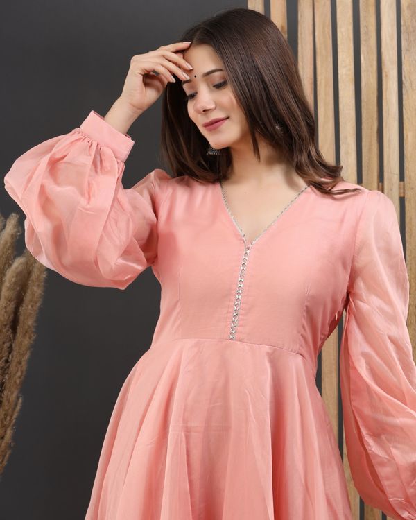 Peach leheriya anarkali dress 2
