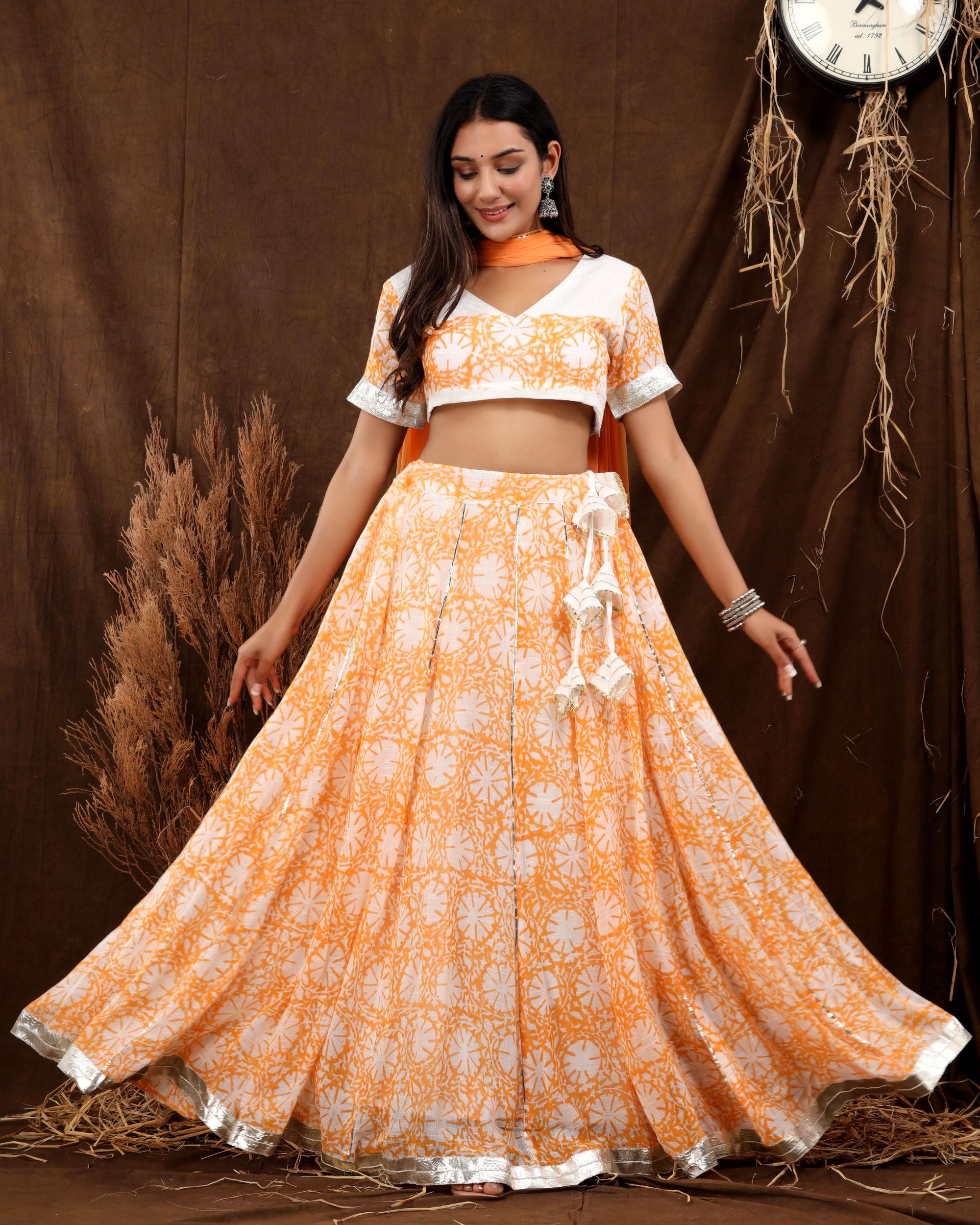 All Shades of Pastel – Quirky Tikka Chevron Design Off White Lehenga Set –  101 Hues