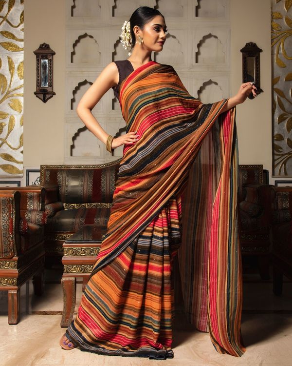 Multicolour georgette sequin saree 2