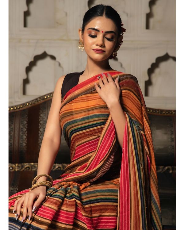 Multicolour georgette sequin saree 3