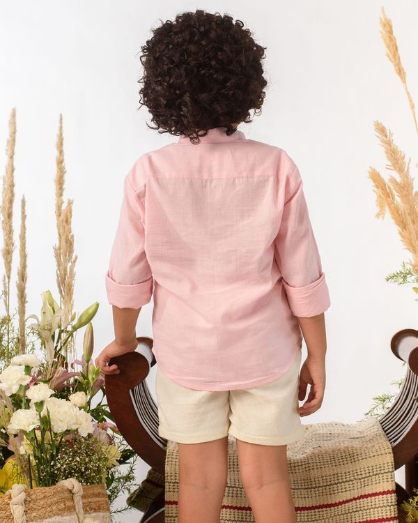 Pink pintuck cotton shirt 1