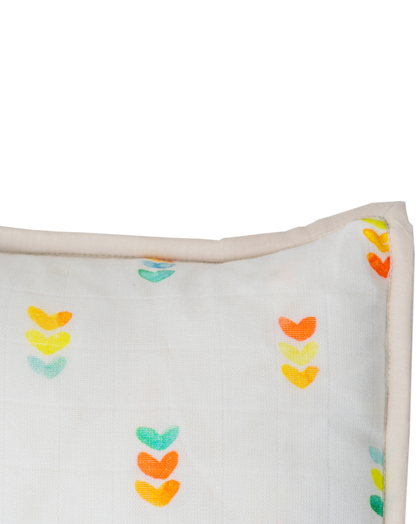 White and multicolour print muslin pillow 1