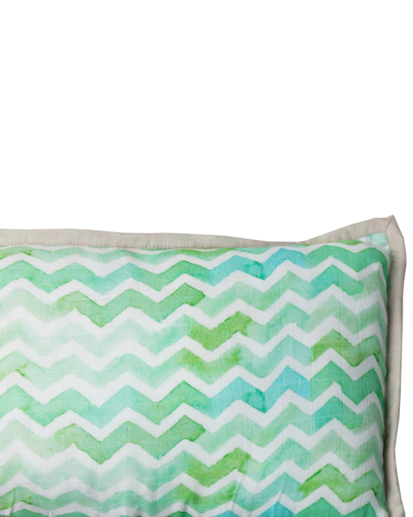 White and green muslin pillow 1