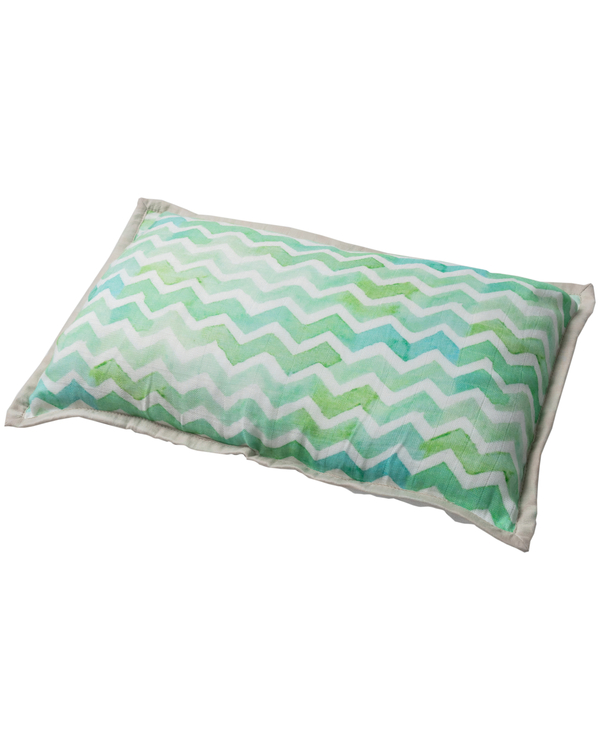 White and green muslin pillow 2