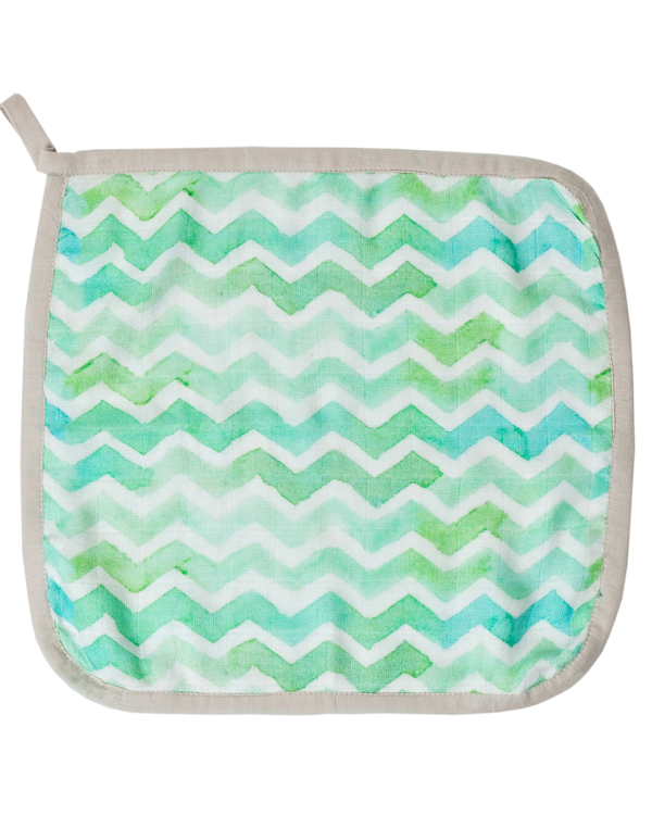 White and multicolour print cotton reusable square wipes - set of two 3