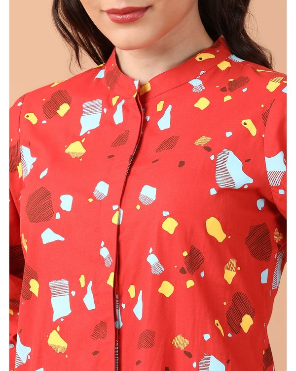 Orange printed cotton shirt dress 3