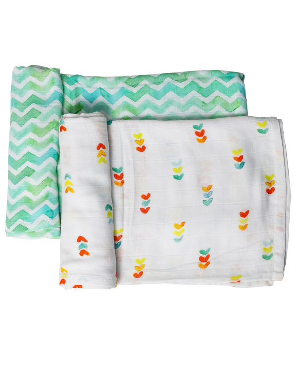 White and sea green muslin multipurpose baby swaddle - set of two 3
