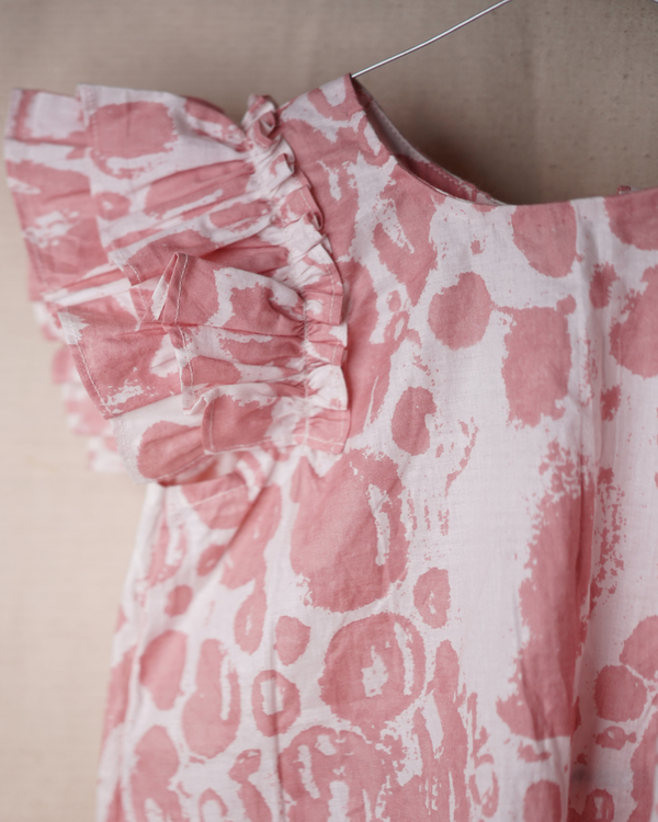 Pink blob printed organic cotton dress 1