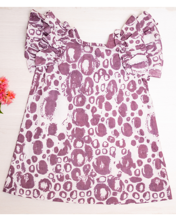 Violet blob printed organic cotton dress 1