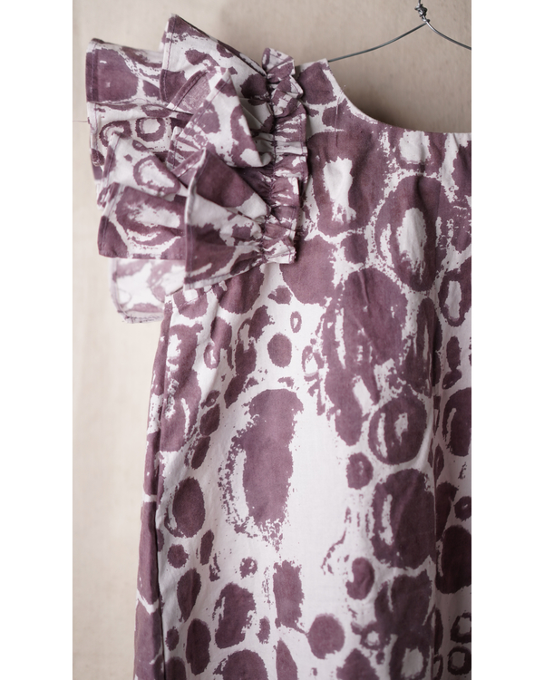 Violet blob printed organic cotton dress 2