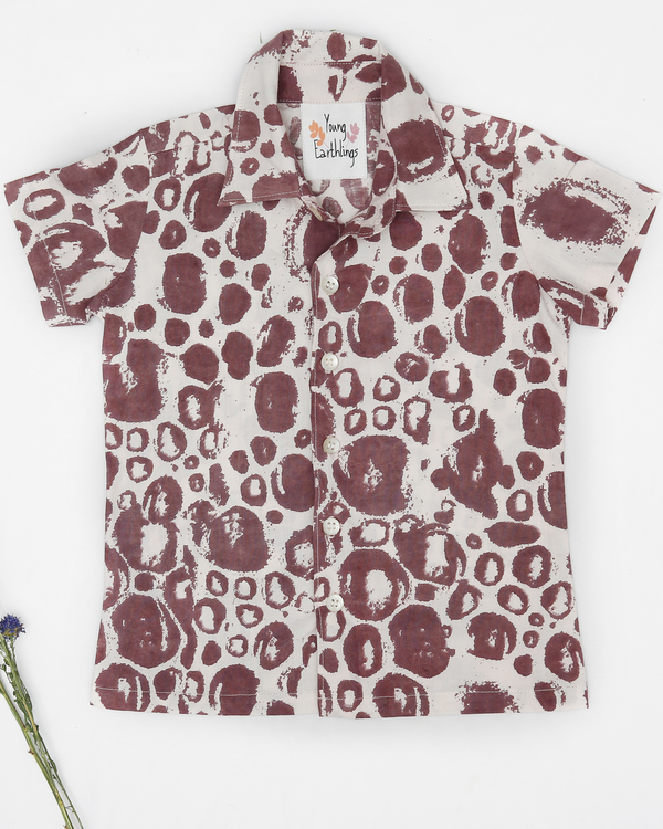 Violet blob printed organic cotton shirt 1