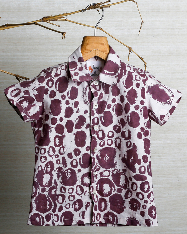 Violet blob printed organic cotton shirt 2