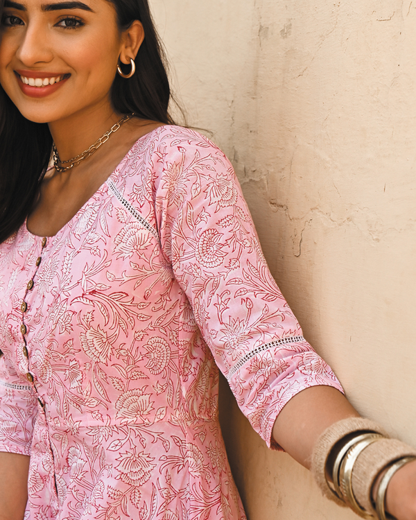 Pink blossom fit and flare maxi dress 2