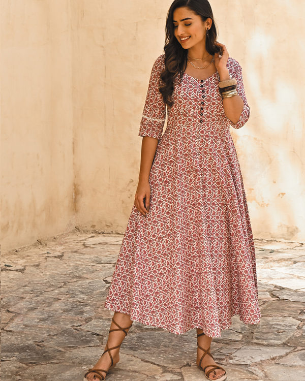 Mauve fit and flare maxi dress 1