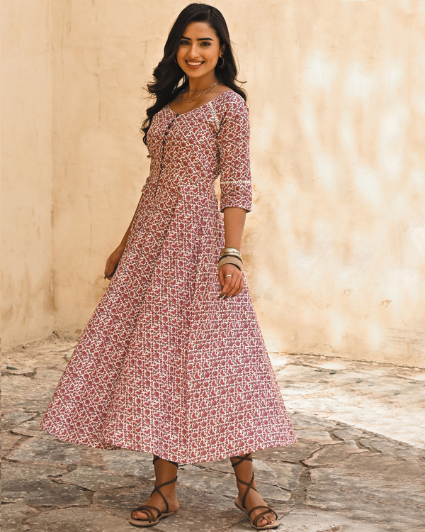 Mauve fit and flare maxi dress 2