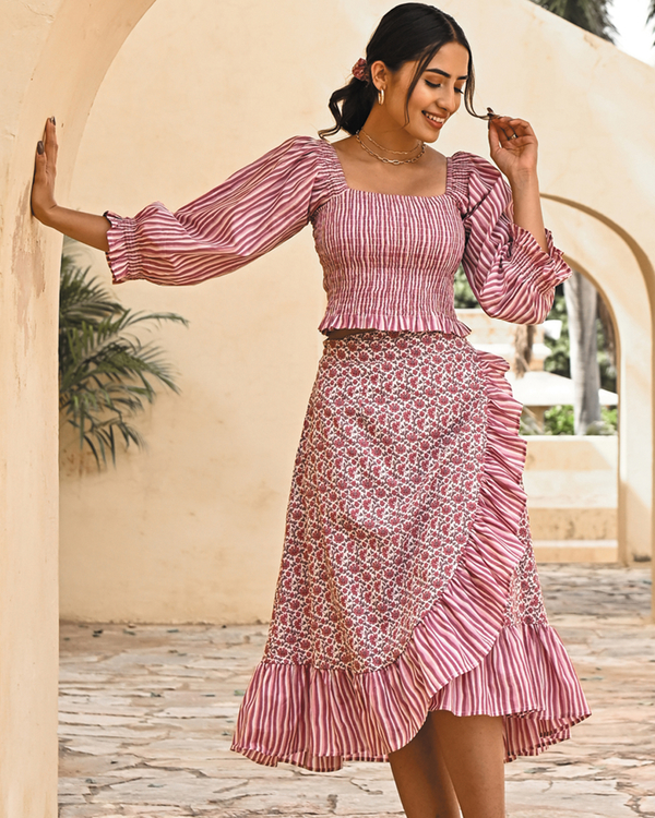 Mauve floral printed co-ord set - set of two 1