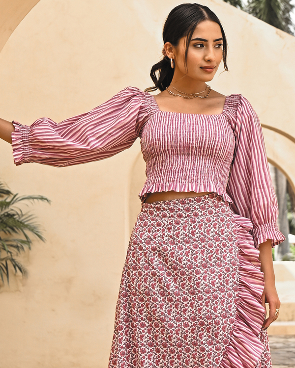 Mauve floral printed co-ord set - set of two 2