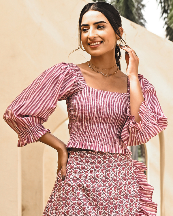 Mauve floral printed co-ord set - set of two 3