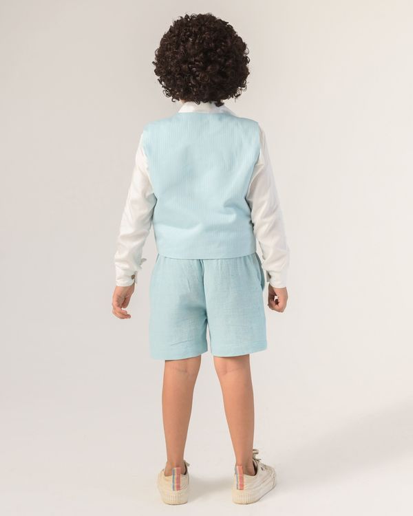 Blue handloom strips cotton waistcoat 1