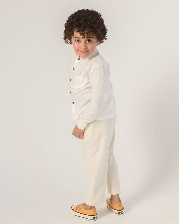 Solid white bamboo cotton shirt 1