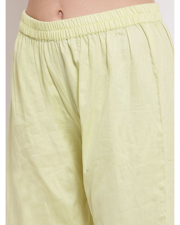 Green satin slim pant 1