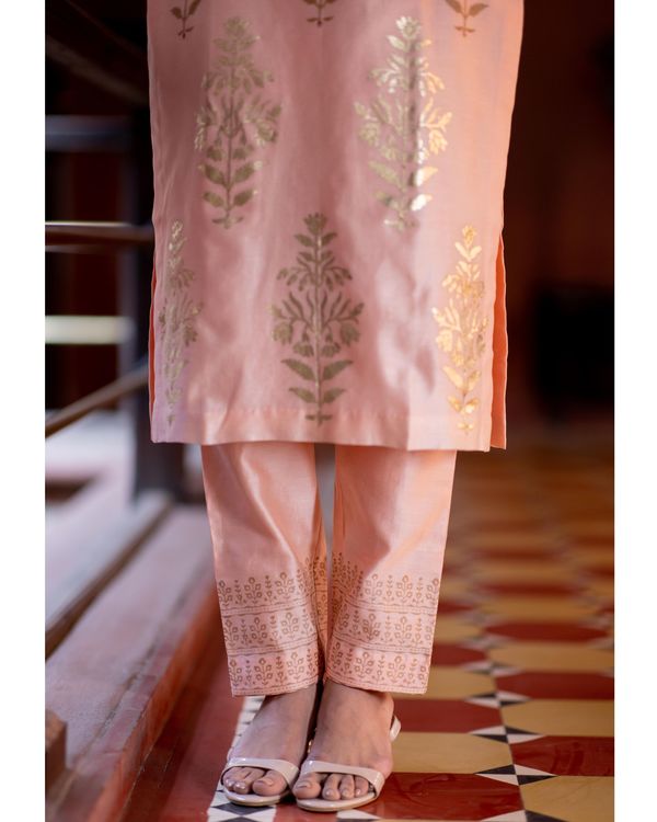 Pink foil printed kurta with pant - set of two 1