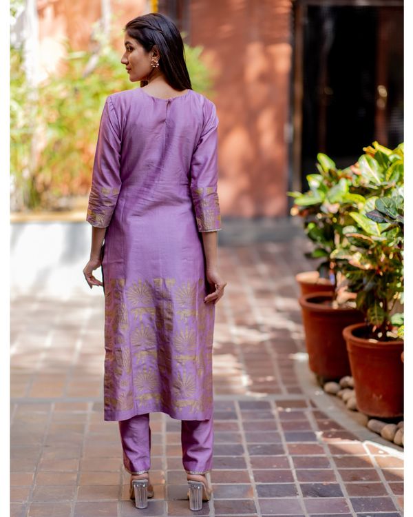 Lilac tropical printed kurta with pant - set of two 1