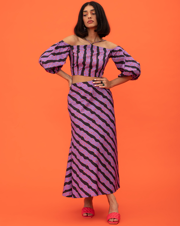 Purple and black striped skirt 1