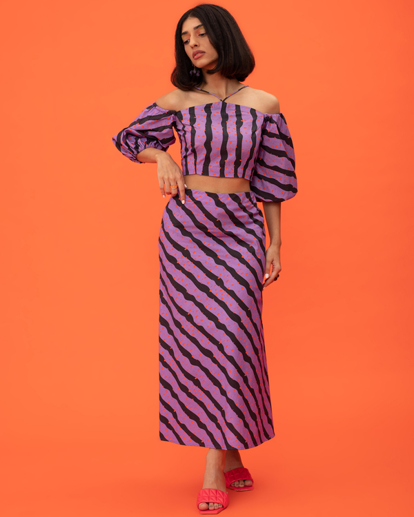 Purple and black striped skirt 2