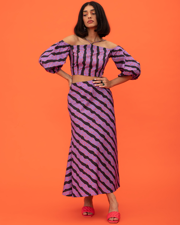 Purple and black striped top 1