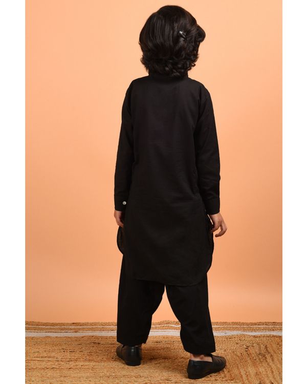 Black pathani kurta-pyjama set - set of two 1