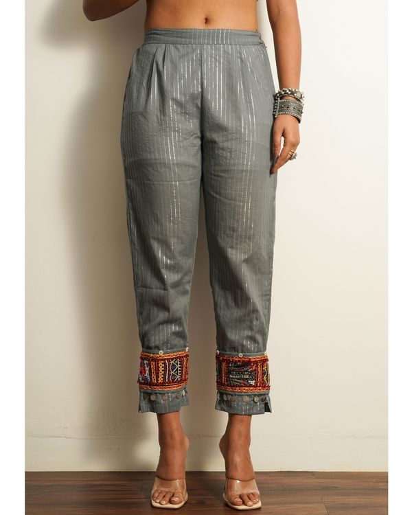 Grey strips ankle length cotton pant 2