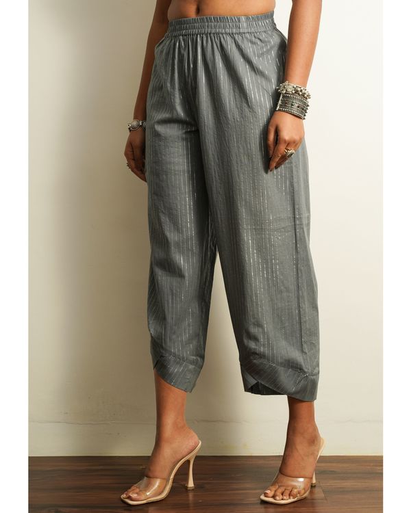 Grey strips ankle length cotton pant 1