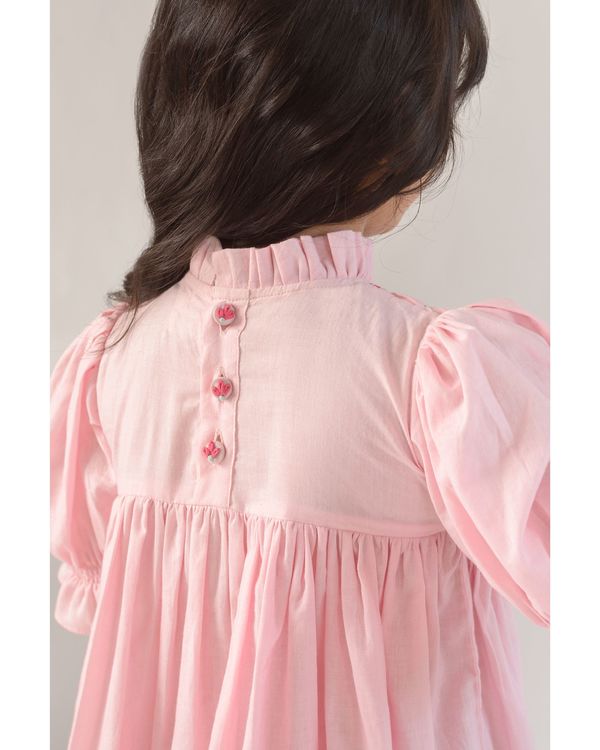 Baby pink pintuck flared dress 1