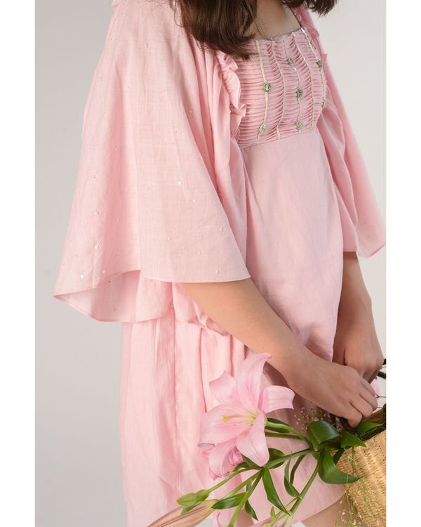 Baby pink pintuck embroidered dress 2
