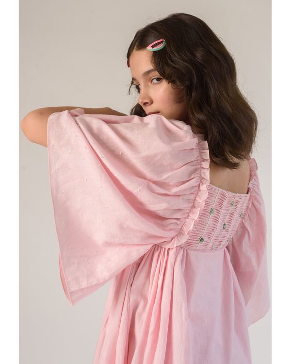 Baby pink pintuck embroidered dress 3