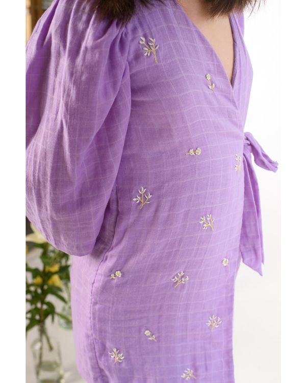 Lavender embroidered wrap jumpsuit 2