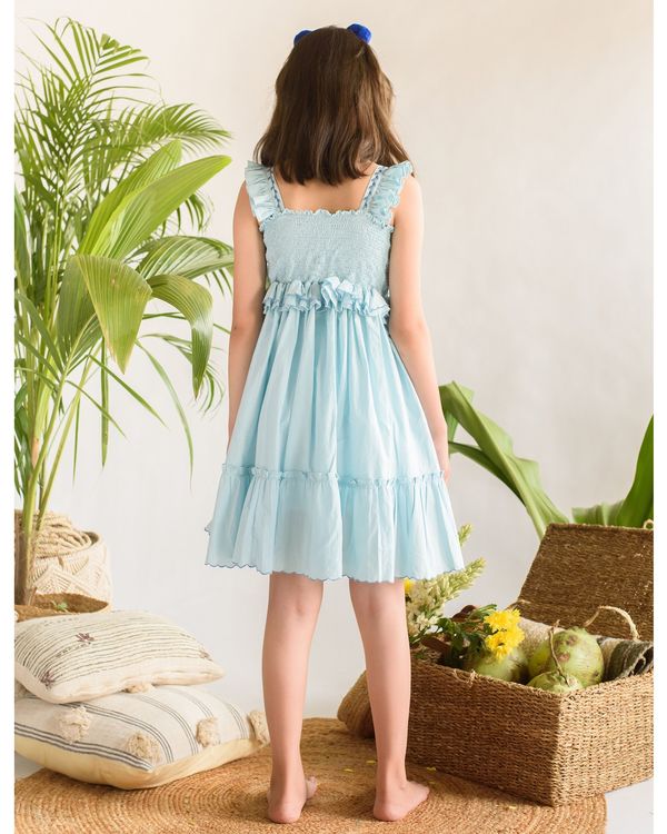 Light blue ruffled elasticated dress 1