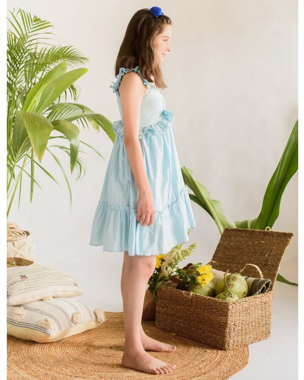 Light blue ruffled elasticated dress 2