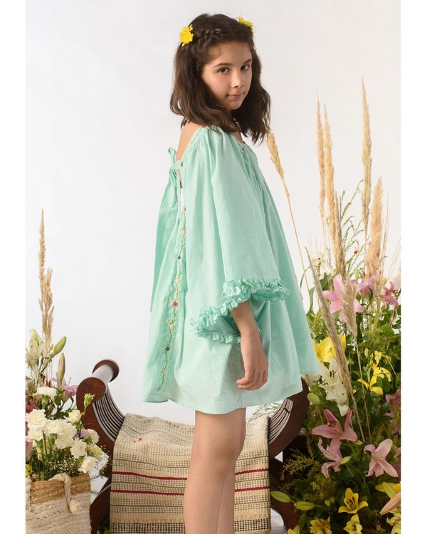 Light green embroidered elasticated dress 2