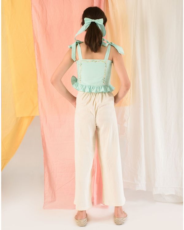 Cyan smocked crop top 1