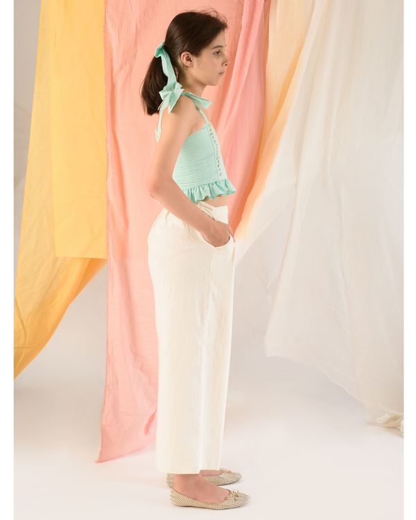 Cyan smocked crop top 2