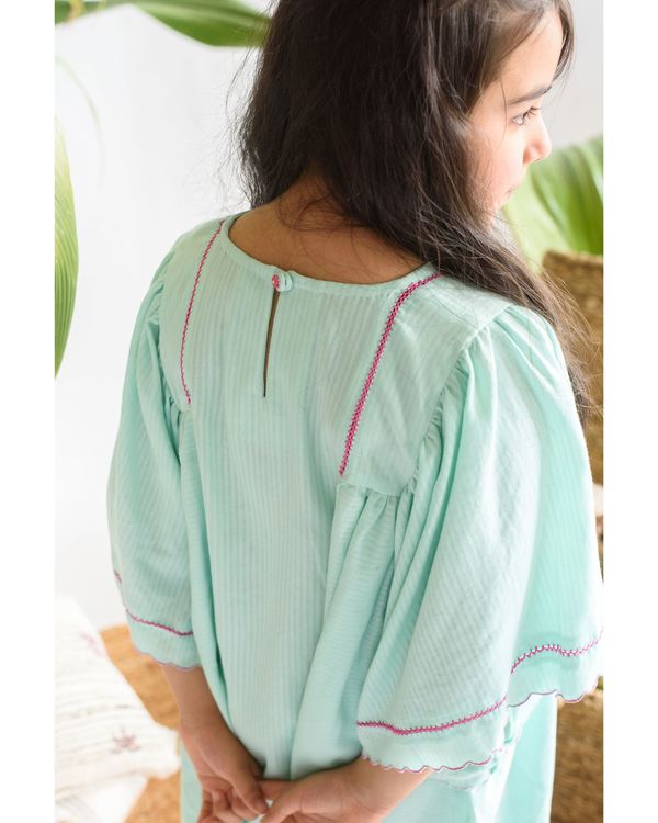 Cyan striped relax cotton dress 1
