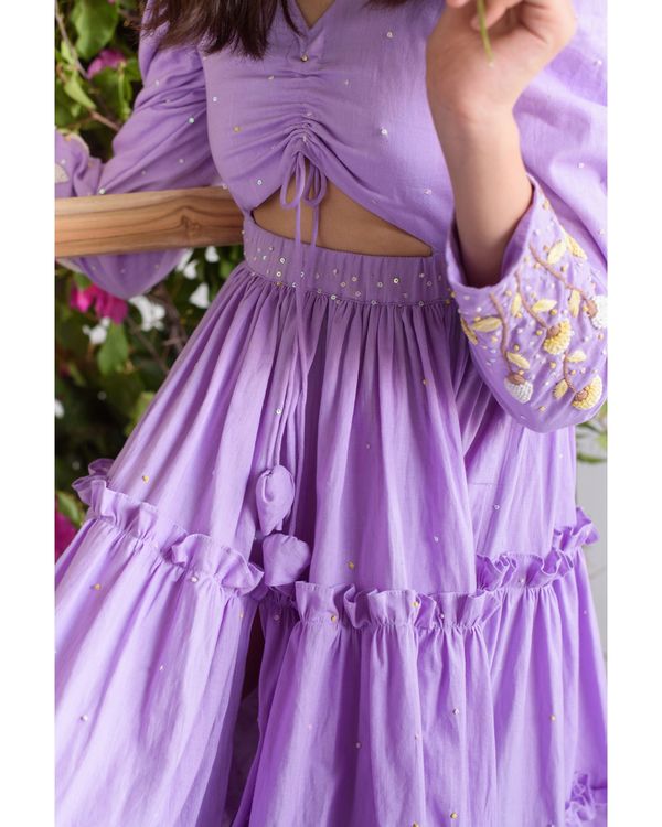 Lilac embroidered tier dress 2